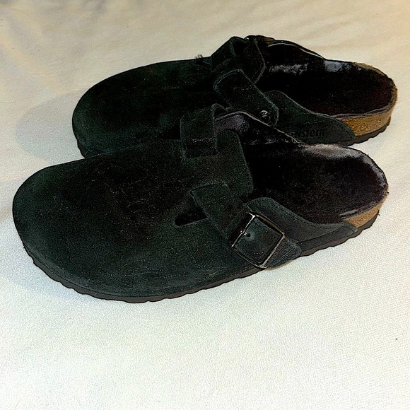 Birkenstock Boston Fur Lined Shearing Sandals/ Clog Shoes (Black) size 37 - Picture 10 of 11